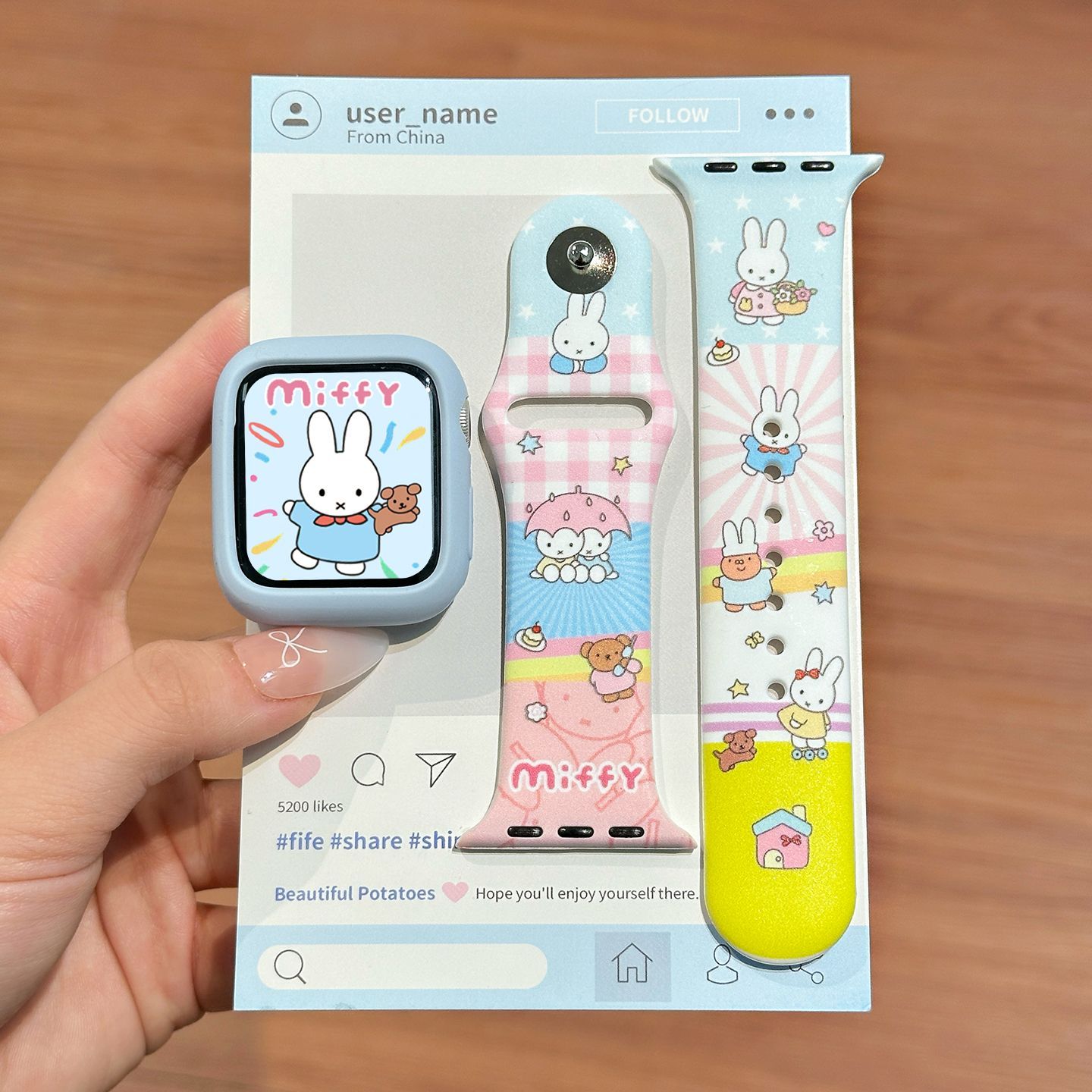 Watch Strap Replacement - Dopamin Rengi Miffy Silikon saat kayışı