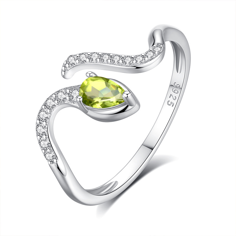 Birthstone Ring Set - 925 Ayar Gümüş Düğün Yılan Şeklinde