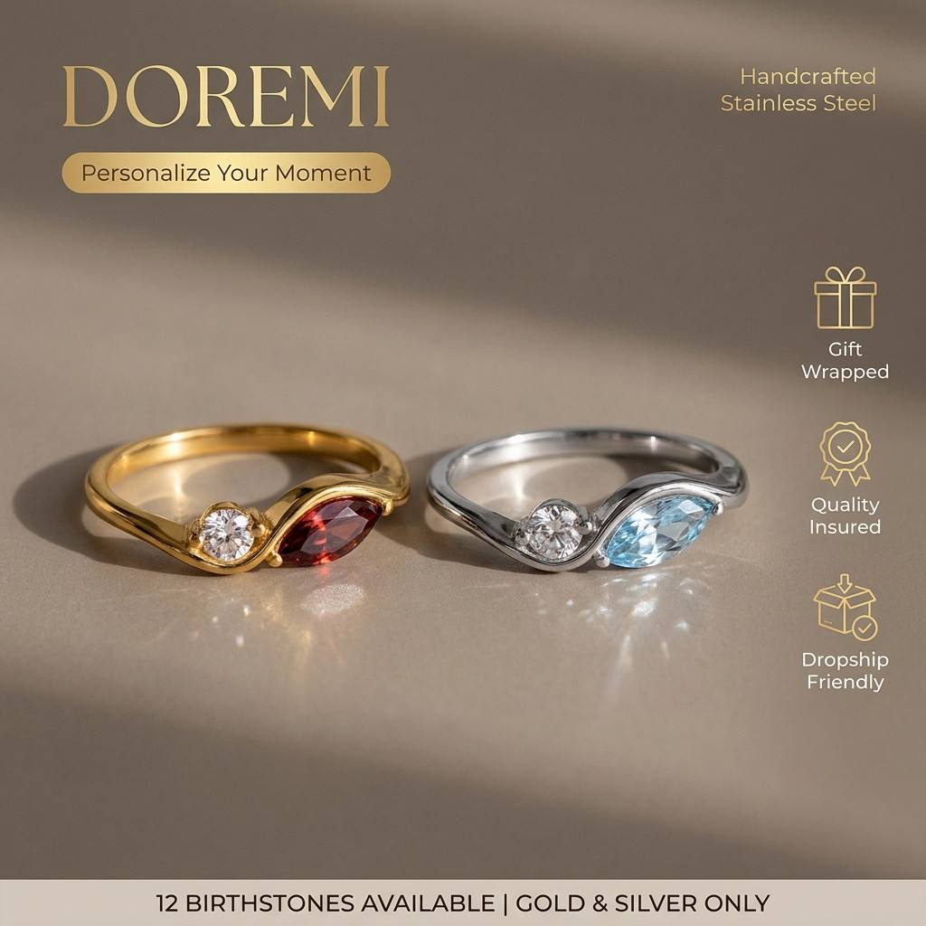 DOREMI Su Geçirmez Kararmaya D - Birthstone Ring Set incelemesi ve fiyatı