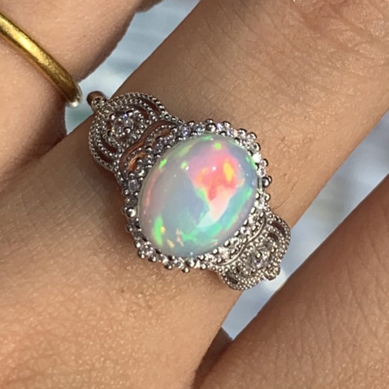 Ekim Birthstone 100% doğal Opa - Birthstone Ring Set incelemesi ve fiyatı