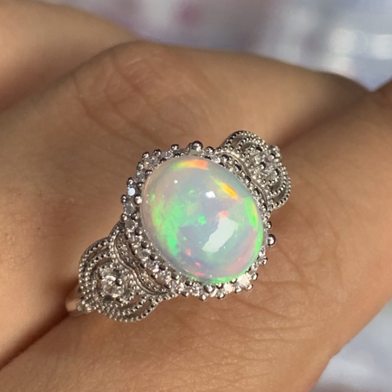 Ekim Birthstone 100% doğal Opa - Birthstone Ring Set incelemesi ve fiyatı