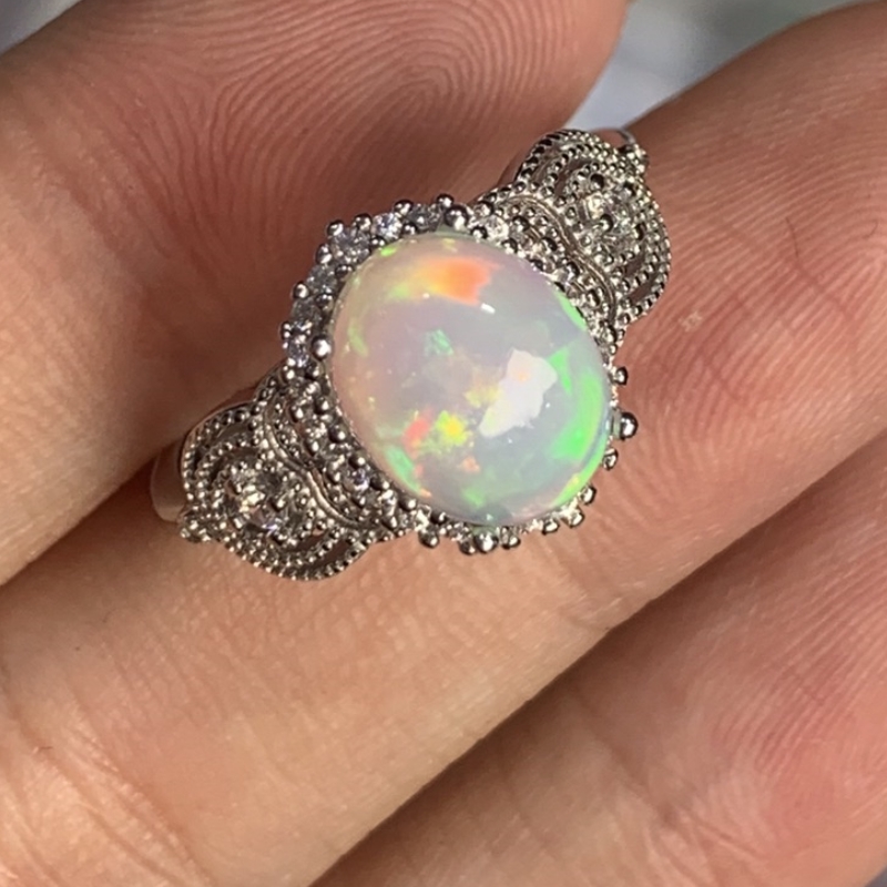 Ekim Birthstone 100% doğal Opa - Birthstone Ring Set incelemesi ve fiyatı