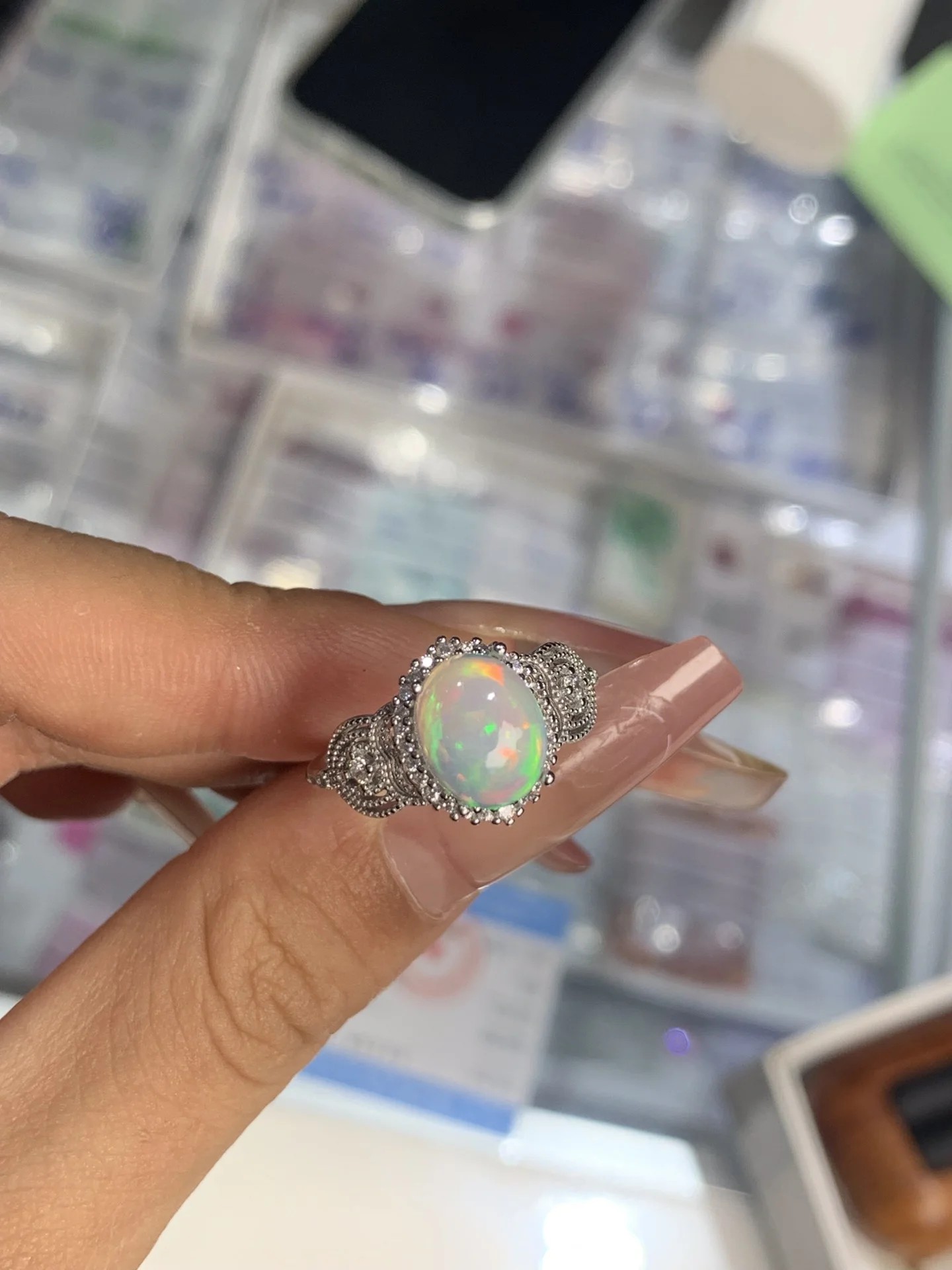 Ekim Birthstone 100% doğal Opa - Birthstone Ring Set incelemesi ve fiyatı