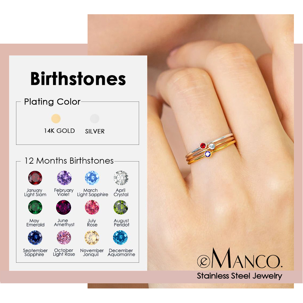 EMANCO Paslanmaz Çelik Doğum T - Birthstone Ring Set incelemesi ve fiyatı
