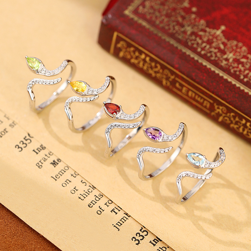 925 Ayar Gümüş Düğün Yılan Şek - Birthstone Ring Set incelemesi ve fiyatı