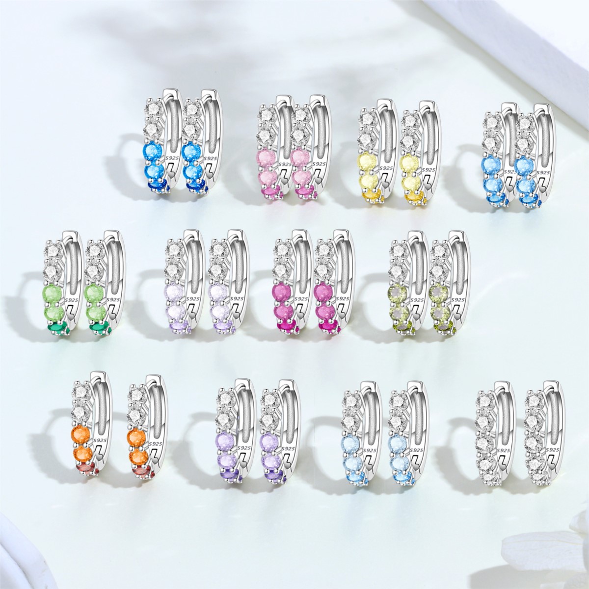 MISEFF S925 Gümüş Küpe Çok Ren - Birthstone Ring Set incelemesi ve fiyatı