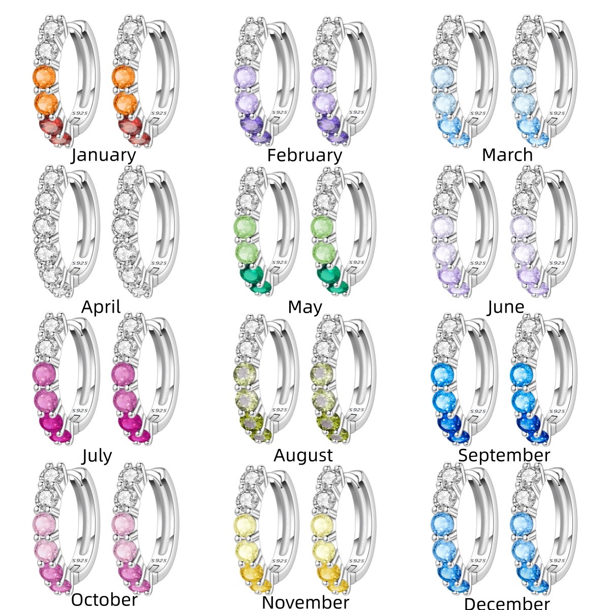 MISEFF S925 Gümüş Küpe Çok Ren - Birthstone Ring Set incelemesi ve fiyatı